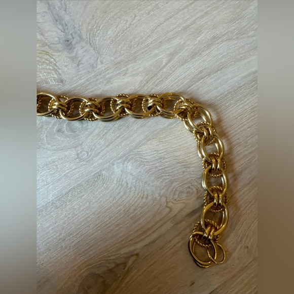 Vintage Gold Tone Chain Necklace with Intertwining Gold Tone Rope Links - Picture 2 of 4